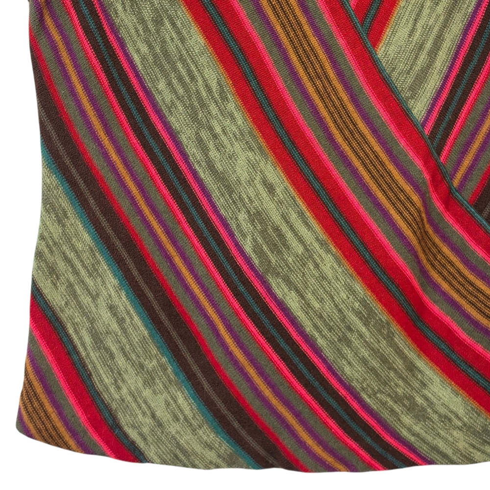 Chaps Colorful Striped Linen/Cotton Knit Wrap-Front Sleeveless Sweater Size L - Picture 6 of 13